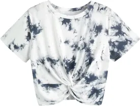 SweatyRocks Women's Casual Twist Front Short Sleeve Crop Top T-Shirt