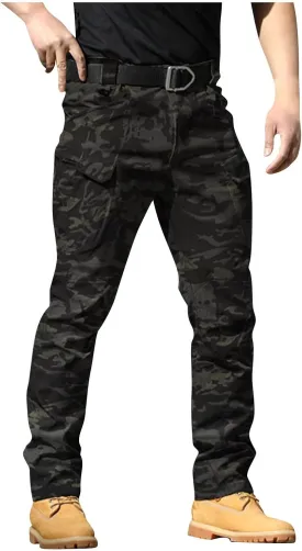 Tactical Pants for Men Stretch Ripstop Waterproof Zipper Cargo Hiking Pants Comfortable Work Pant Hunting with Pockets