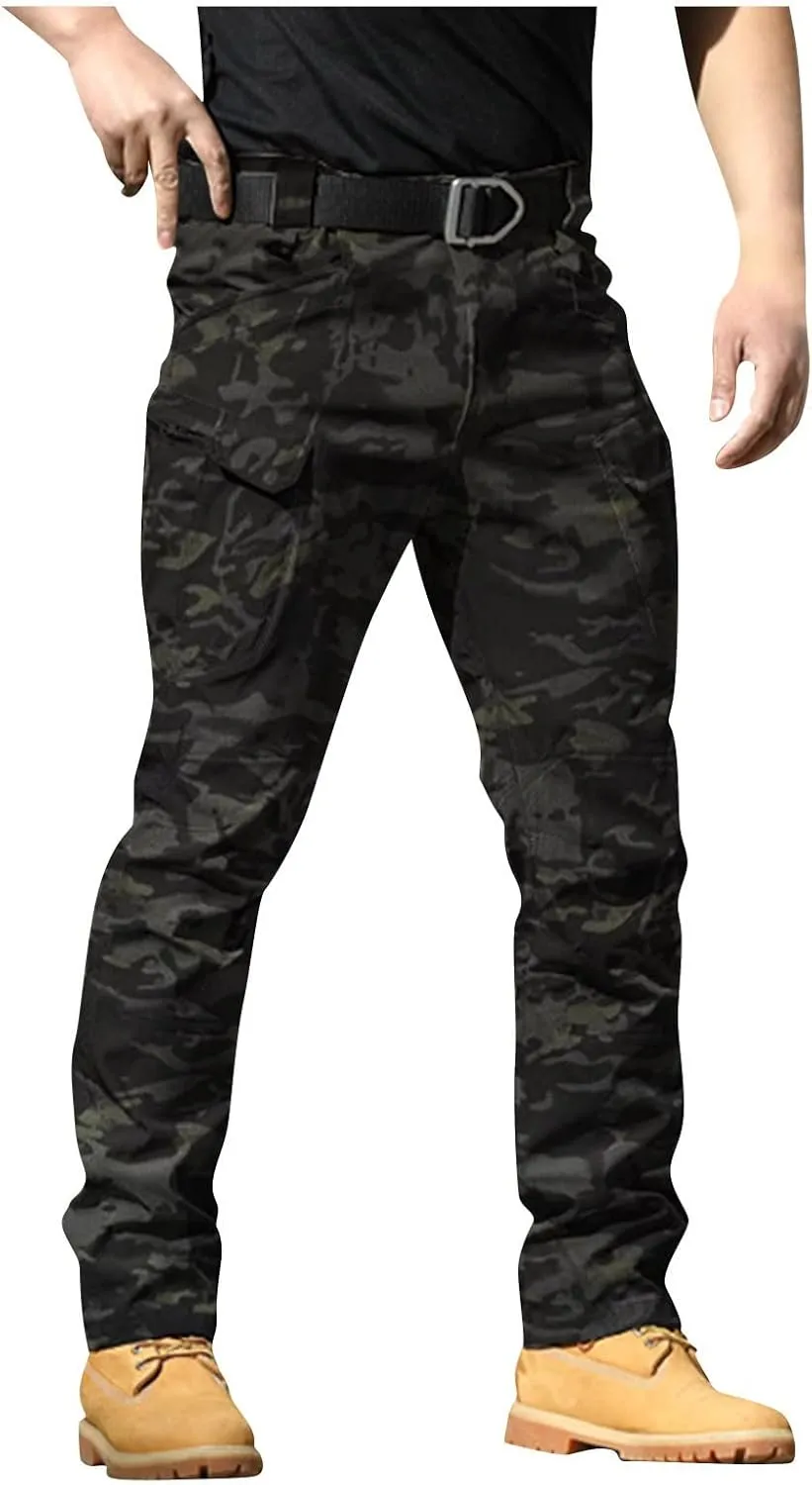 Tactical Pants for Men Stretch Ripstop Waterproof Zipper Cargo Hiking Pants Comfortable Work Pant Hunting with Pockets