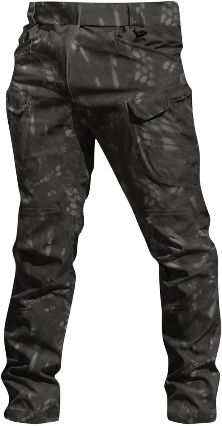 Tactical Pants for Men Stretch Ripstop Waterproof Zipper Cargo Hiking Pants Comfortable Work Pant Hunting with Pockets