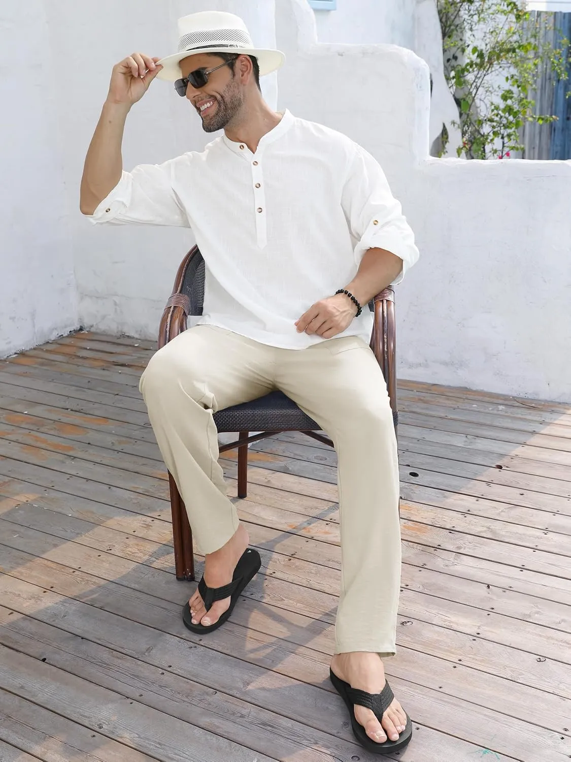 Tall Mens Casual Linen Pants 31/33/35/37 Inseam Beach Slacks Summer Long Drawstring Straight Leg Relaxed Fit