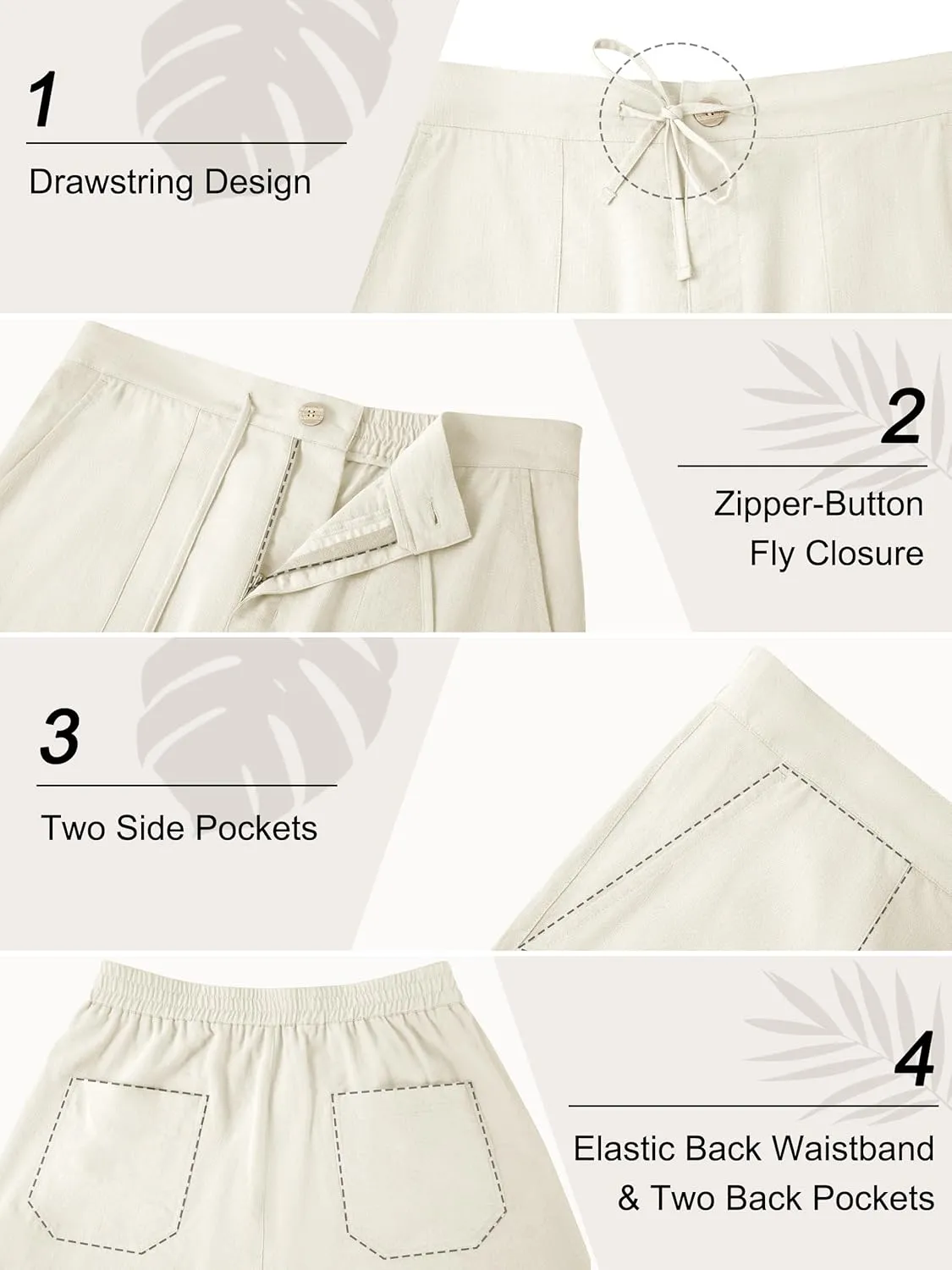 Tall Mens Casual Linen Pants 31/33/35/37 Inseam Beach Slacks Summer Long Drawstring Straight Leg Relaxed Fit