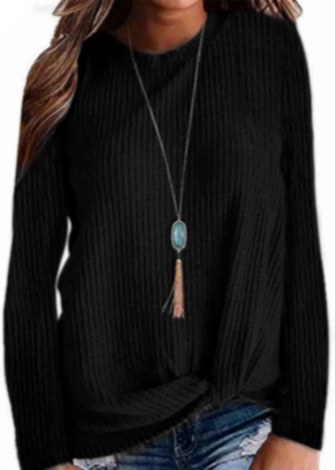 TODOLOR Women Long Sleeve T Shirts Casual Twist Knot Tops Loose Blouse Cute Tunic