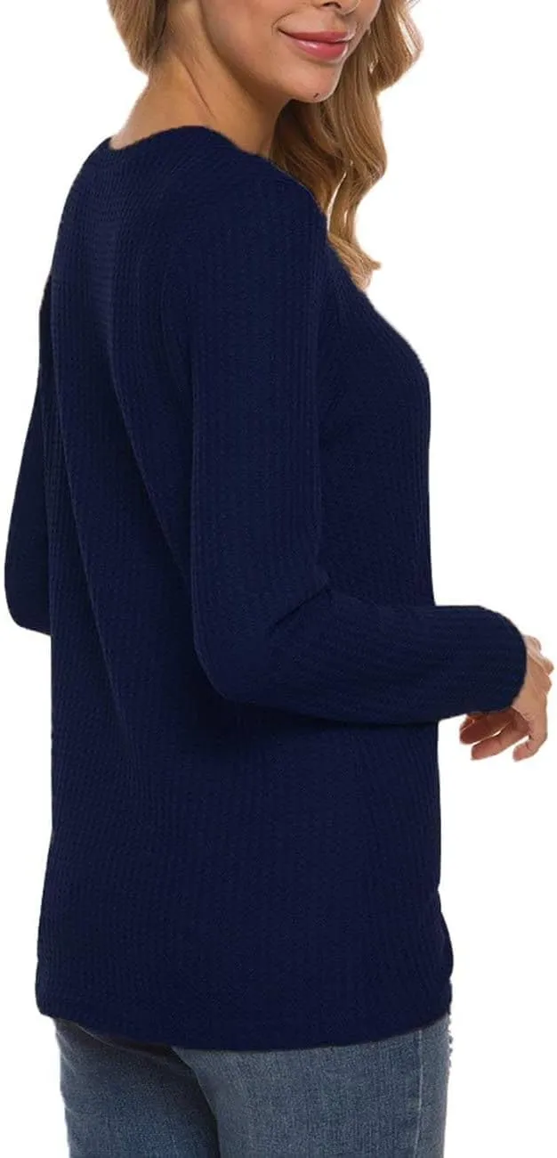 TODOLOR Women Long Sleeve T Shirts Casual Twist Knot Tops Loose Blouse Cute Tunic