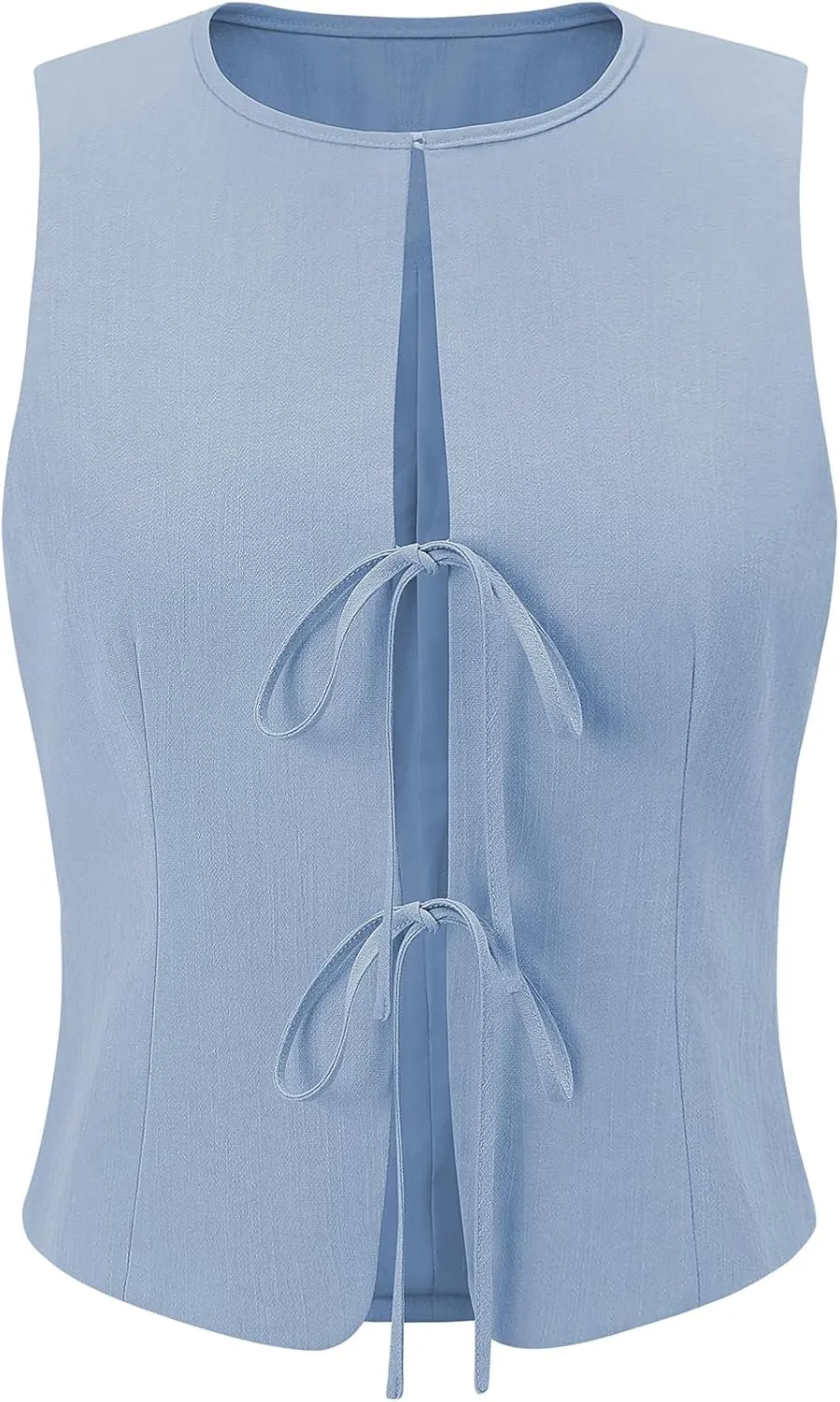 UEU Womens Tie Front Vest Top Bow Open Front Crop Tank Tops Summer Casual Sleeveless Shirt 2025 Y2K Trendy Outfits