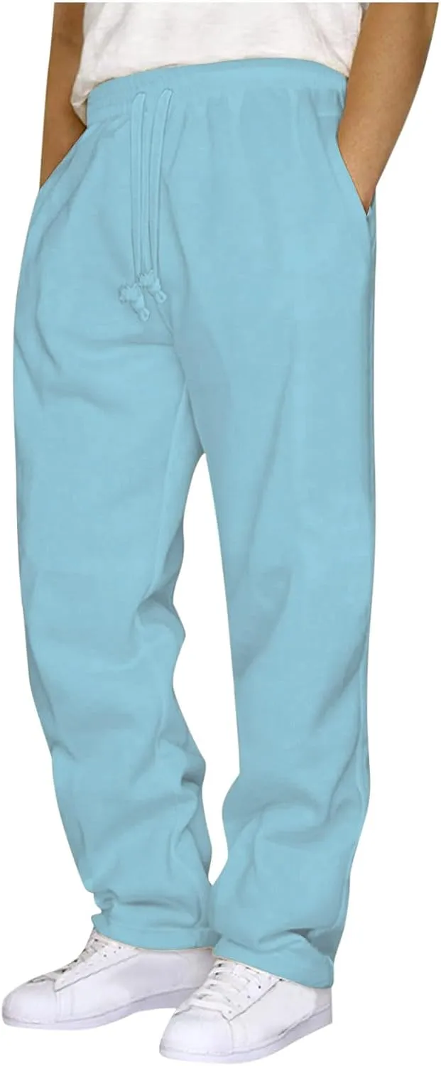 Wide Leg Sweatpants for Men Casual Loose Joggers Cargo Pants Athletic Sports Trouser Outdoor Hiking Long Pants
