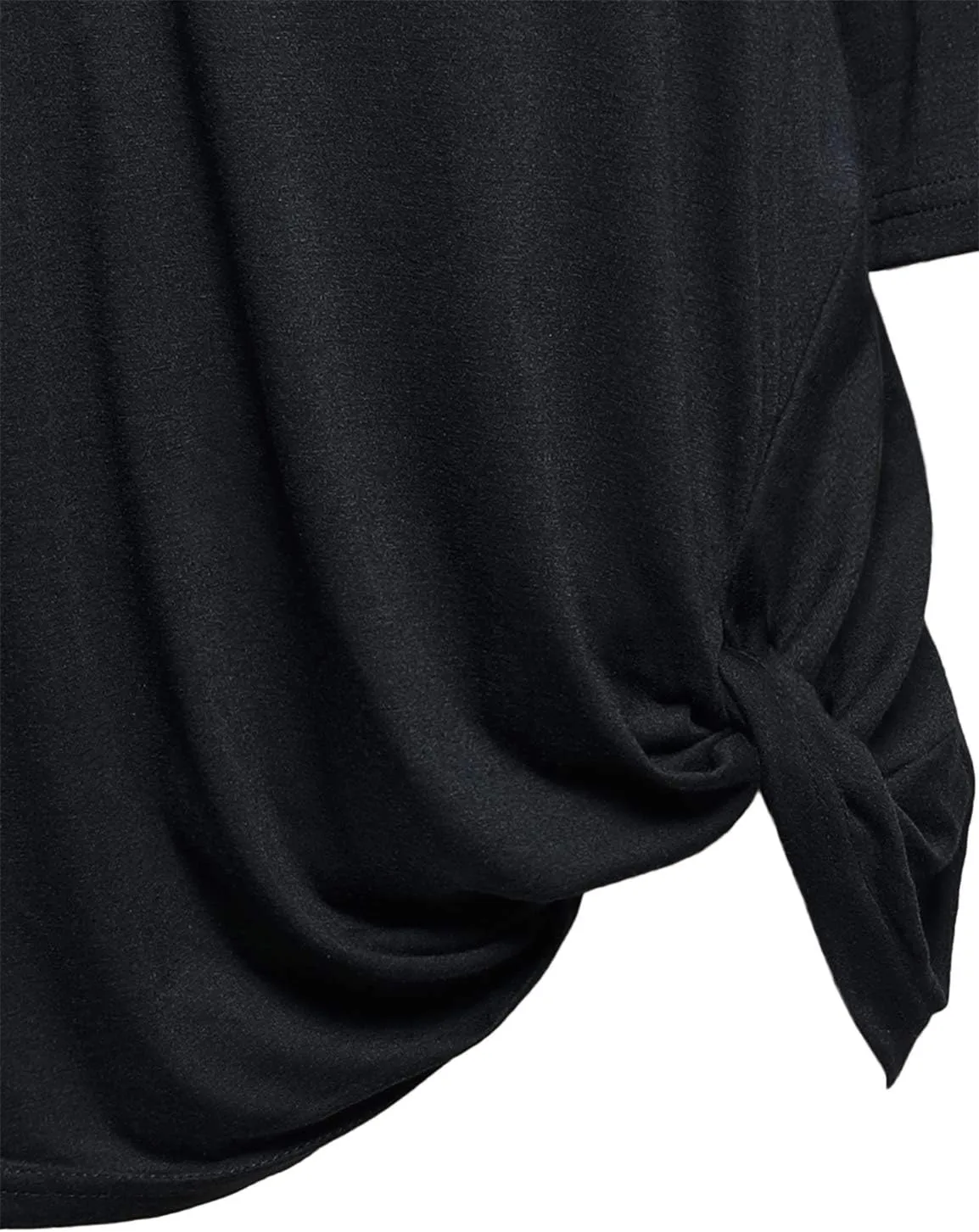 Women's Casual Bell Sleeve Crewneck Twist Knot Blouse Tops