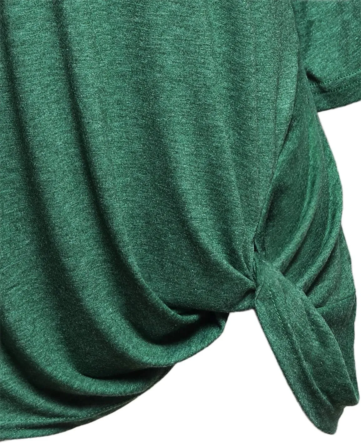Women's Casual Bell Sleeve Crewneck Twist Knot Blouse Tops