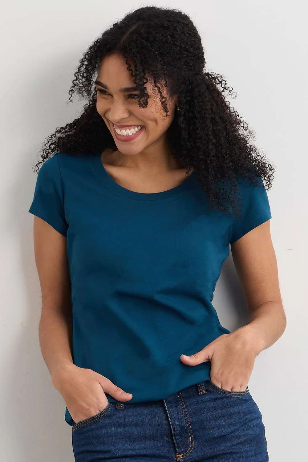 Women's Organic Pima Cotton Short Sleeve Slim Fit Scoop Neck Tee