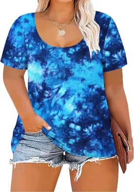 Women's Plus Size Scoop Neck Short Sleeve T Shirts Blouses Tops Basic Ladies Loose Fit T Shirt