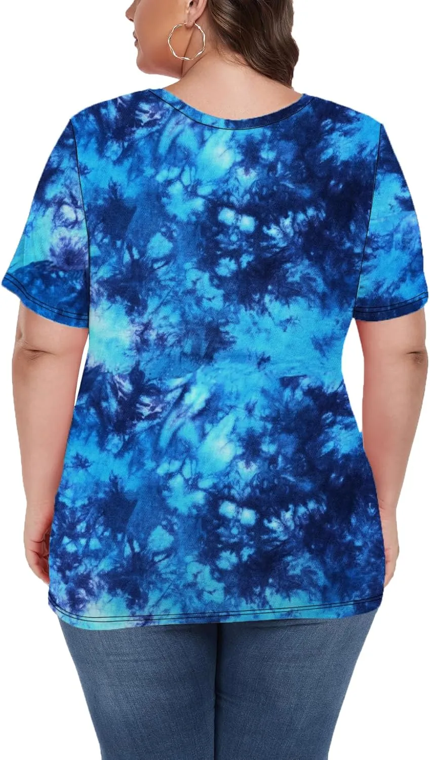 Women's Plus Size Scoop Neck Short Sleeve T Shirts Blouses Tops Basic Ladies Loose Fit T Shirt