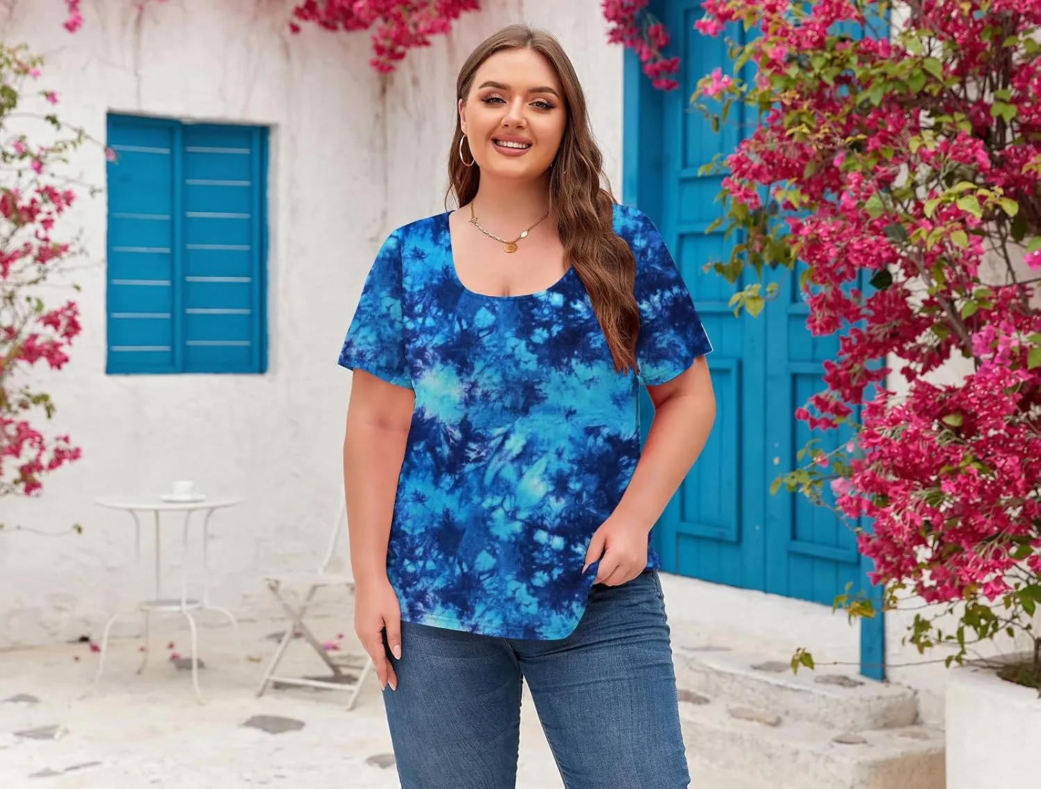 Women's Plus Size Scoop Neck Short Sleeve T Shirts Blouses Tops Basic Ladies Loose Fit T Shirt