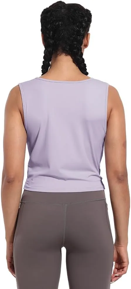 Womens Sexy Sleeveless High Round Neck Crop Tops Workout Halter Tops for Women Twist Front Tank Tops Casual Shirt