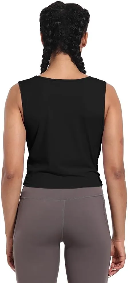Womens Sexy Sleeveless High Round Neck Crop Tops Workout Halter Tops for Women Twist Front Tank Tops Casual Shirt