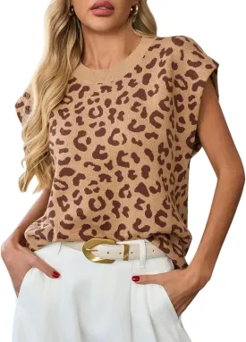 Womens Sleeveless Sweater Vest Crewneck Cap Sleeve Knit Tops Trendy 2025 Summer Business Casual Shirts Tank Top