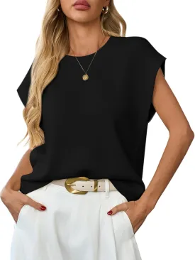 Womens Sleeveless Sweater Vest Crewneck Cap Sleeve Knit Tops Trendy 2025 Summer Business Casual Shirts Tank Top