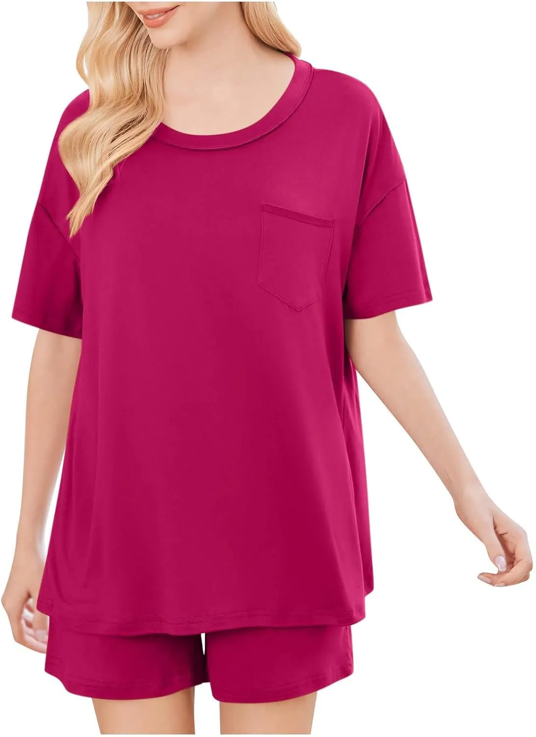 Womens Summer Outfits 2 Piece Short Sleeve Shirts with Shorts Matching Lounge Sets Casual Loungewear Pajamas