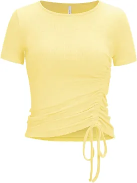 Zengjo Womens Long/Short Sleeve Workout Tops Ruched Side Yoga Atheltic Shirt Slim Fitted